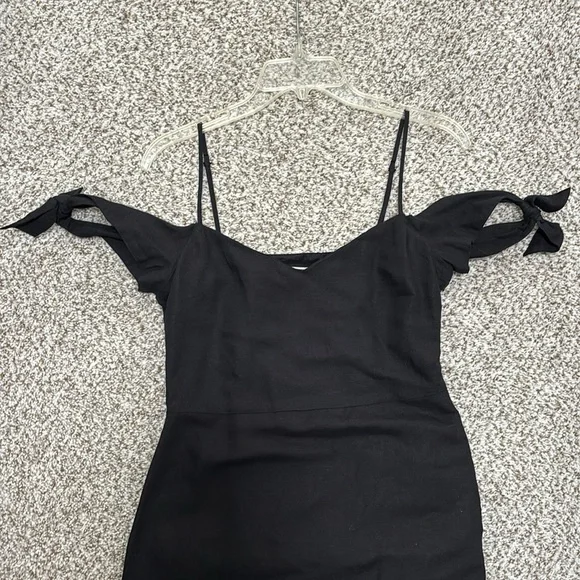 Abercrombie & Fitch off the shoulder black linen dress 2 NWT - Picture 5 of 10